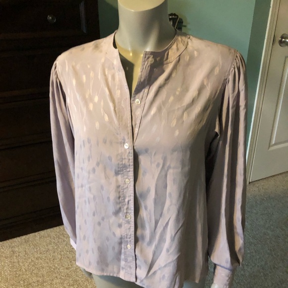 Evan Picone collarless dress shirt with lantern style sleeves 1980’s M-L - Picture 1 of 8